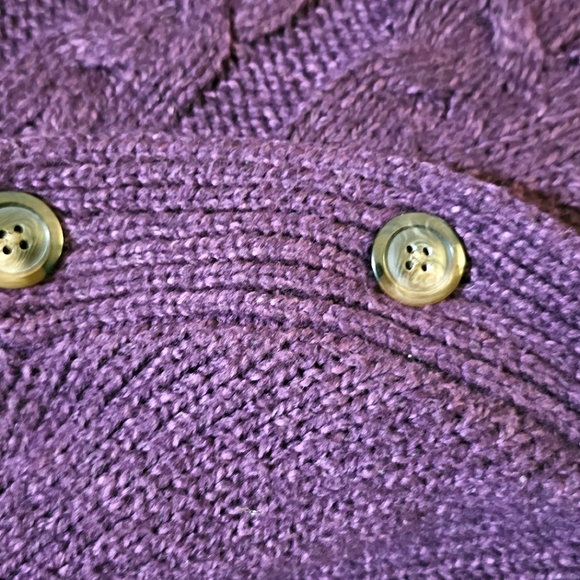 Old Navy Womens Purple Sweater Poncho Size XXL Cable Knit Button Sides Cardigan - Picture 8 of 10